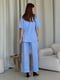 Льняний блакитний костюм Лорен з брюками-палаццо та сорочкою    | 6847106 | фото 3
