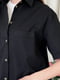 Льняна чорна сорочка Ніно з коротким рукавом  | 6847107 | фото 5