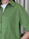 Льняна зелена сорочка Ніно з коротким рукавом  | 6847111 | фото 5