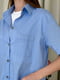 Льняна блакитна сорочка Ніно з коротким рукавом | 6847113 | фото 5