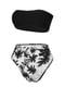 Чорно-білий роздільний купальник з ліфом-бандо та плавками-бразиліана. | 6847084 | фото 3