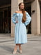 Блакитна сукня міді з креп-жатки з корсетною спинкою на шнурівці | 6847332 | фото 2