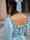 Блакитна сукня міді з креп-жатки з корсетною спинкою на шнурівці | 6847332 | фото 6