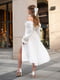 Біла сукня міді з креп-жатки з корсетною спинкою на шнурівці | 6847333 | фото 4