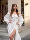 Біла сукня міді з креп-жатки з корсетною спинкою на шнурівці | 6847333 | фото 5