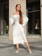 Біла сукня міді з креп-жатки з корсетною спинкою на шнурівці | 6847333 | фото 6