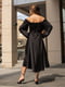 Чорна шовкова сукня- міді з корсетною спинкою на шнурівці | 6847334 | фото 3