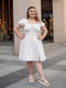 Біла сукня міні з креп-жатки з корсетною спинкою на шнурівці | 6847335 | фото 2