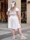 Біла сукня міні з креп-жатки з корсетною спинкою на шнурівці | 6847335 | фото 4