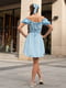 Блакитна сукня міні з креп-жатки з корсетною спинкою на шнурівці | 6847336 | фото 5