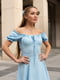 Блакитна сукня міні з креп-жатки з корсетною спинкою на шнурівці | 6847336 | фото 6