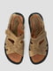 Кожаные бежевые сандалии на липучках | 6847642 | фото 5