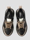 Кожаные черно-бежевые кроссовки на шнуровке | 6847649 | фото 5
