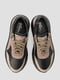 Кожаные черно-бежевые кроссовки на шнуровке | 6847650 | фото 5