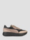 Кожаные черно-бежевые кроссовки на шнуровке | 6847650 | фото 3