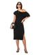 Чорна бавовняна сукня-футляр з розрізом | 6831828