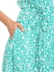 Сукня А-силуету м’ятного кольору в принт з поясом | 6831818 | фото 6