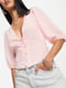 Блуза рожева з V-подібним вирізом | 6848067 | фото 3