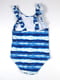 Синій смугастий купальник з широкими шлейками | 6848212 | фото 2