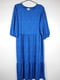 Синя сукня в принт з оборкою | 6850197