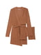 Домашній коричневий комплект: легкий халат, топ та шорти | 6833772 | фото 3