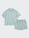 Зеленая пижама: рубашка и шорты | 6851075 | фото 2
