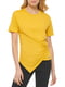 Желтая хлопковая футболка с защипом | 6851132