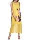 Жовта шифонова сукня А-силуету з принтом | 6851143