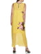 Желтое шифоновое платье А-силуэта с принтом | 6851143 | фото 2