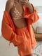 Костюм помаранчевий: сорочка вільного крою та шорти з кишенями на високій посадці | 6847196 | фото 2