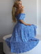 Блакитна сукня в квітковий принт з розрізом | 6847253 | фото 3