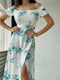 Сукня в бірюзовий квітковий принт з розрізом | 6847276 | фото 2