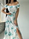 Сукня в бірюзовий квітковий принт з розрізом | 6847276 | фото 3