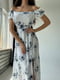 Сукня в сірий квітковий принт з розрізом | 6847278 | фото 2