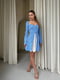 Сукня блакитна в квітковий принт з корсетною шнурівкою на спині | 6847290 | фото 2