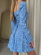 Сукня блакитна в квітковий принт з корсетною шнурівкою на спині | 6847290 | фото 3