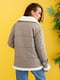 Бежева демісезонна укорочена куртка з плащової тканини з обробкою зі штучної овчини | 6850756 | фото 3