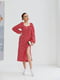 Червона сукня А-силуету з розрізом і принтом | 6850839