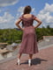 Сукня А-силуету фрезового кольору з принтом і розрізом | 6850845 | фото 2