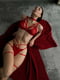 Комплект червоної еротичної білизни: бюст, труси, пояс, гартери, чокер | 6850611 | фото 5