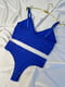 Синій комплект білизни в рубчик: білизняний топ з пуш-ап, труси-стрінги | 6850671 | фото 6