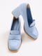 Туфлі блакитні з широкими підборами | 6852445