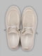 Шкіряні мокасини молочного кольору в перфорацію на шнурках | 6853721 | фото 8