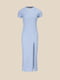 Блакитна сукня в рубчик з високим розрізом | 6853779 | фото 8