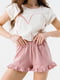 Піжама рожево-біла з малюнком: футболка і шорти | 6853848 | фото 3