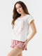 Піжама рожево-біла з малюнком: футболка і шорти | 6853848 | фото 4