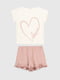 Піжама рожево-біла з малюнком: футболка і шорти | 6853848 | фото 7