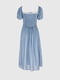 Блакитна сукня в абстрактний принт зі спущеними рукавами | 6854824 | фото 10
