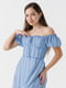 Блакитна сукня в абстрактний принт зі спущеними рукавами | 6854824 | фото 2