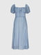 Блакитна сукня в абстрактний принт зі спущеними рукавами | 6854824 | фото 8